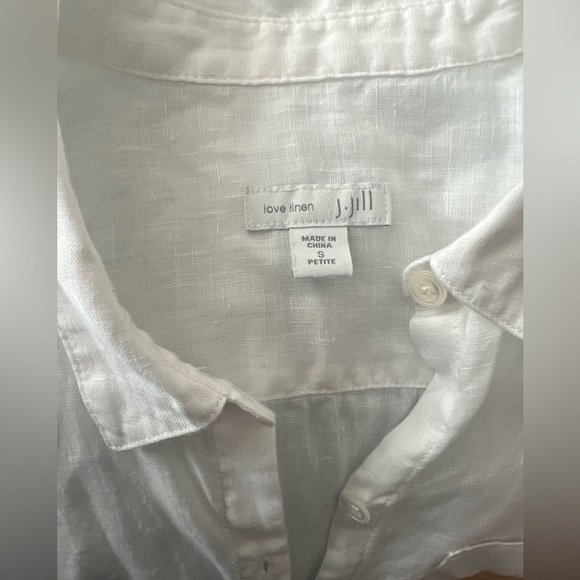 J Jill Love Linen Top – Size S petite White, Sleeveless with Side Buttons - Picture 8 of 8